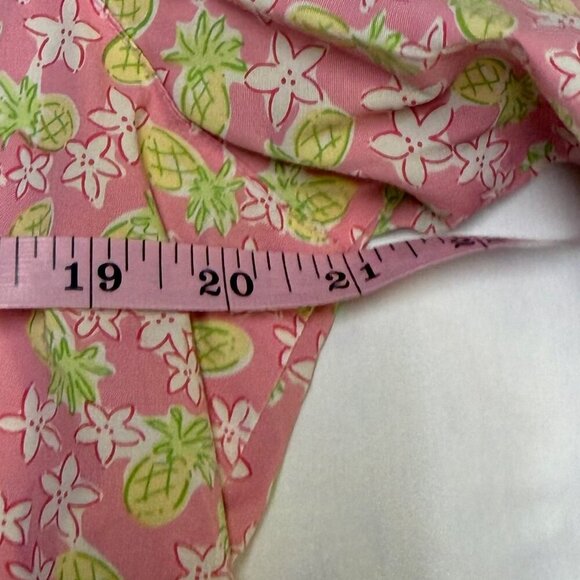 Vintage Lilly Pulitzer Pink Pineapple Floral Button Down Shirt Size 12 EUC - Picture 10 of 11